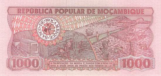 Mosambik p132c 1000 Meticais 1989